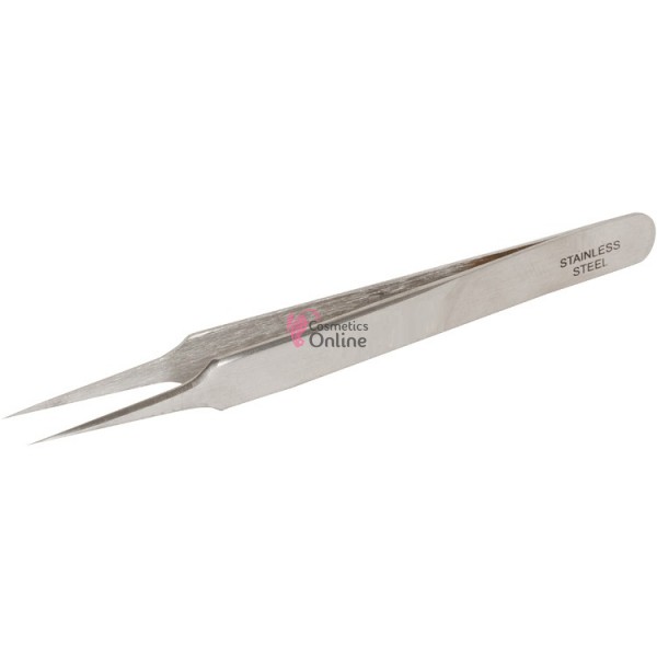 Penseta pentru gene false fir cu fir  Argintie dreapta W14  - de inalta precizie
